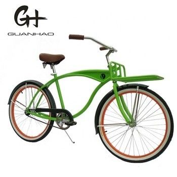 26 pulgadas de pared blanca Custom Men's Beach Cruiser Bike con logotipo y pedal de plástico 15KG