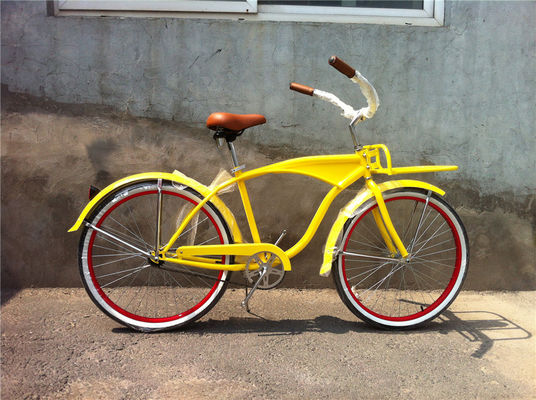 26 pulgadas de pared blanca Custom Men's Beach Cruiser Bike con logotipo y pedal de plástico 15KG