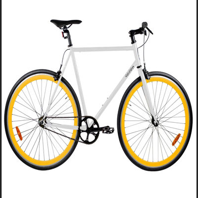 58cm 60cm marco blanco borde rojo 700c velocidad única fijación de engranaje fijo bicicleta doble V freno