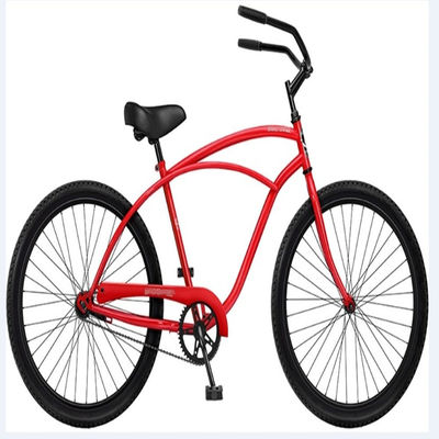 26 pulgadas de color rojo Bicicletas clásicas de crucero de playa para hombres con asiento grande y cómodo