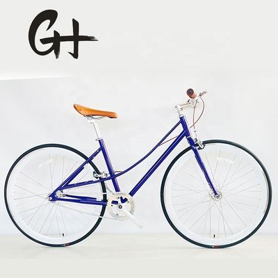 700C Lady Women Gril CE EE.UU. Personalizado de velocidad única paso a través de la bicicleta de la ciudad de engranaje fijo