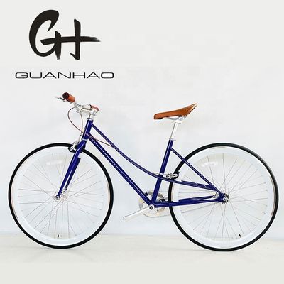 700C Lady Women Gril CE EE.UU. Personalizado de velocidad única paso a través de la bicicleta de la ciudad de engranaje fijo