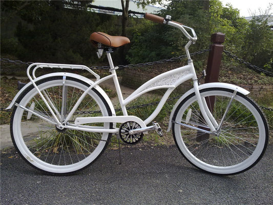 Logotipo personalizado Adultos Bicicletas híbridas de velocidad única de 26 pulgadas para mujeres Bicicleta de crucero de playa