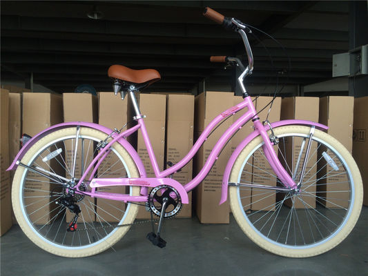 26 pulgadas de mujeres paso a través de 7 velocidad de la playa de la bicicleta crucero con asiento grande y cómodo