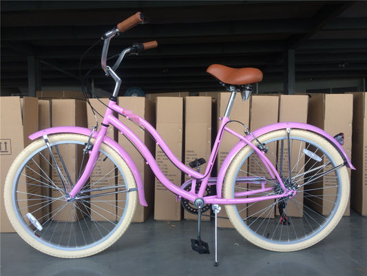 26 pulgadas de mujeres paso a través de 7 velocidad de la playa de la bicicleta crucero con asiento grande y cómodo