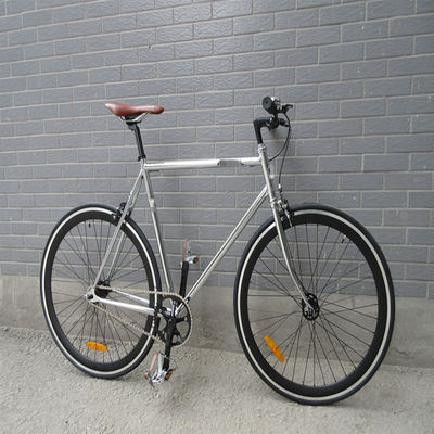 Retro Vintage 700C Ciclo de carreras de Chrome de una sola velocidad con cadena KMC y conjunto de manivela Lasco