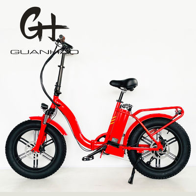 20 pulgadas de grasa de neumático de la bicicleta eléctrica más potente color rojo plegable bicicleta eléctrica con tallo de aleación