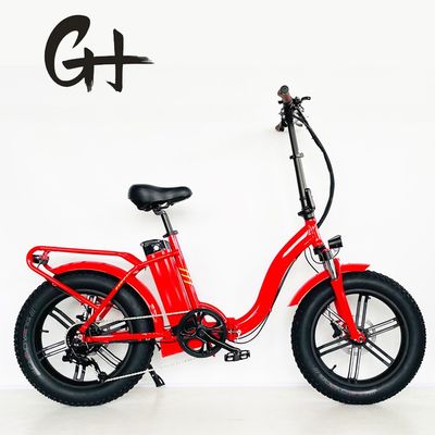 20 pulgadas de grasa de neumático de la bicicleta eléctrica más potente color rojo plegable bicicleta eléctrica con tallo de aleación