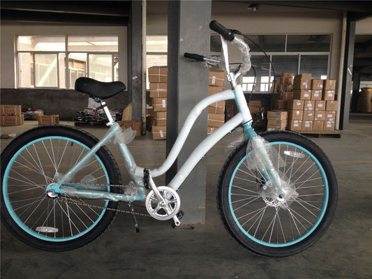 26 pulgadas de paso a través de la playa Cruiser bicicleta con marco de aleación de aluminio y un solo engranaje