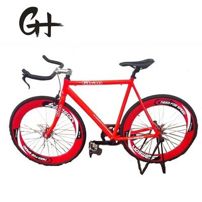 Cuadro de aluminio 700C OEM Flip-Flop de velocidad única Manubrio de carretera rojo Fijación de engranajes Bicicleta