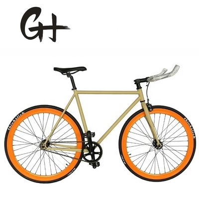 700C Hi-Ten Cuadro de acero de doble pared 43MM RIM de aluminio de una sola velocidad de pista bicicleta de engranaje fijo