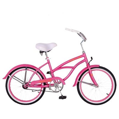 20&quot; Monovolumen de velocidad única Freno Rosa Logotipo OEM Americano Mini Niño Cuadro Pequeño CE Niña Bicicleta Beach Cruiser