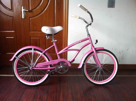 20&quot; Monovolumen de velocidad única Freno Rosa Logotipo OEM Americano Mini Niño Cuadro Pequeño CE Niña Bicicleta Beach Cruiser