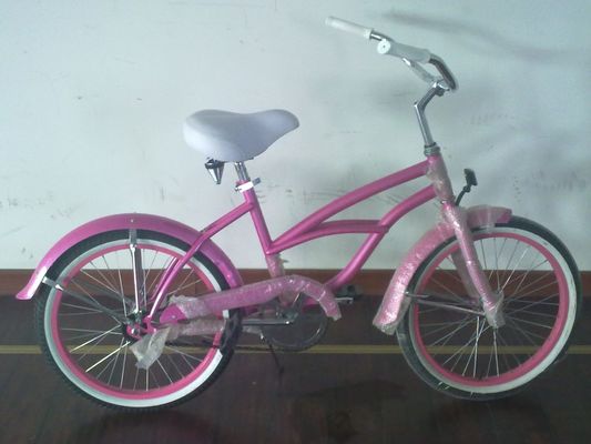 20&quot; Monovolumen de velocidad única Freno Rosa Logotipo OEM Americano Mini Niño Cuadro Pequeño CE Niña Bicicleta Beach Cruiser