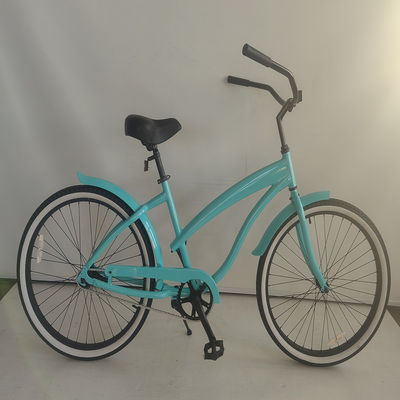26&quot; marco de aluminio de un solo engranaje híbrido de la mujer de la playa crucero bicicleta 2024 sin amortiguador trasero