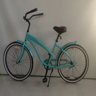 26&quot; marco de aluminio de un solo engranaje híbrido de la mujer de la playa crucero bicicleta 2024 sin amortiguador trasero