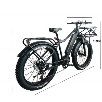 26&quot; 4.0 Gran neumático de nieve grasa bicicleta eléctrica con freno de disco y 1000W 48V 17AH Motor BaFang trasero