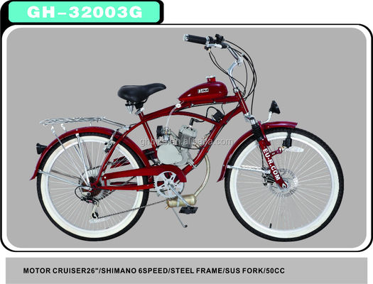 Bicicleta eléctrica de crucero de playa con motor de 50cc 2015 modelo de marco de acero eléctrica incluida