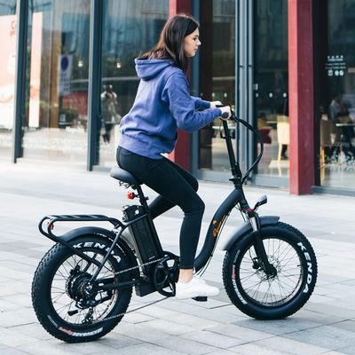 Motor de 1000W 48V 14AH Paso a través de Electric Lady Mujeres plegables grasa neumático de nieve bicicleta 20 pulgadas