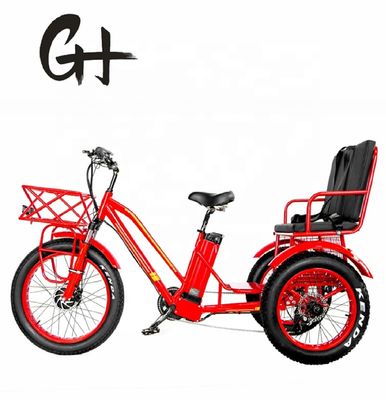 Bafang 750W Motor Triciclo eléctrico con neumático de grasa E Tres ruedas y asiento de pasajero
