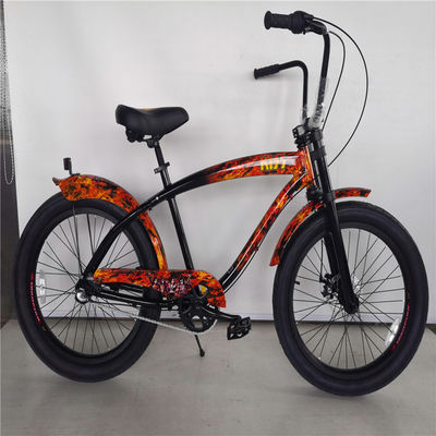 Adulto 3 velocidad 24 pulgadas 3,0 pulgadas de neumático de grasa bicicleta de crucero de playa con doble borde de aleación de pared