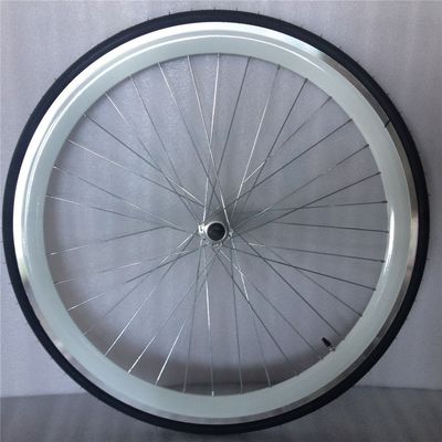 43mm Anodizado Azul Flip Flop Gear Fijo Rueda de la Bicicleta de carretera Conjunto con rayos de colores