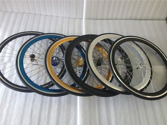 43mm Anodizado Azul Flip Flop Gear Fijo Rueda de la Bicicleta de carretera Conjunto con rayos de colores