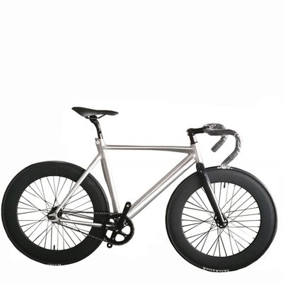 700C CE OEM 7005 de aleación de aluminio de engranaje fijo de velocidad única para adultos de 80 mm de aro de bicicletas de pista con tenedor de carbono