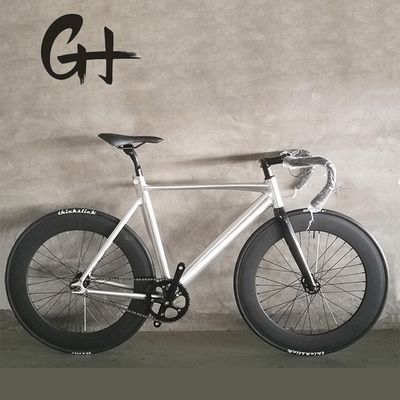 700C CE OEM 7005 de aleación de aluminio de engranaje fijo de velocidad única para adultos de 80 mm de aro de bicicletas de pista con tenedor de carbono