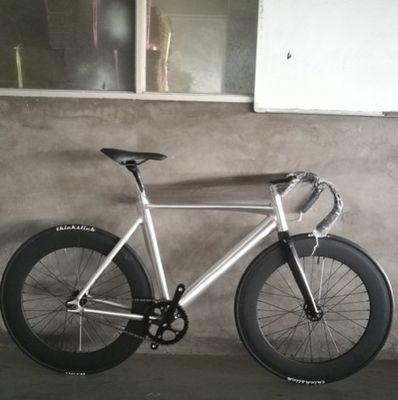 700C CE OEM 7005 de aleación de aluminio de engranaje fijo de velocidad única para adultos de 80 mm de aro de bicicletas de pista con tenedor de carbono