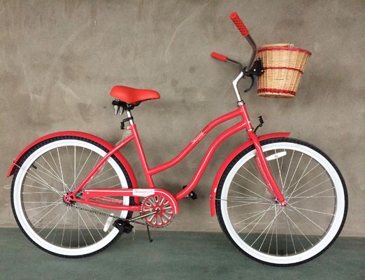 26&quot; de mujer paso a través de la playa Cruiser Bike con engranajes de velocidad única y llantas de aluminio