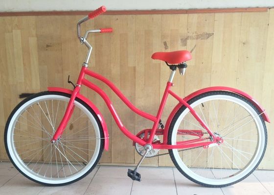 26&quot; de mujer paso a través de la playa Cruiser Bike con engranajes de velocidad única y llantas de aluminio