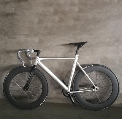 700C CE de peso ligero de aluminio 7075 marco de fibra de carbono tenedor de velocidad única bicicleta de engranaje fijo