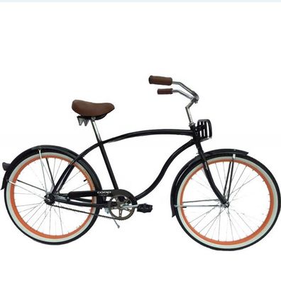 26 pulgadas de velocidad única para adultos bicicleta de playa crucero con bandeja de metal conveniente bandeja delantera