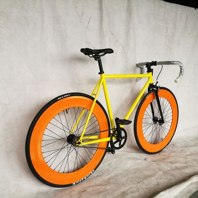 Aprobada por la CE 700C 80MM Bicicleta de aro grande colorida de velocidad única de engranaje fijo con tallo de aleación de 1.6m