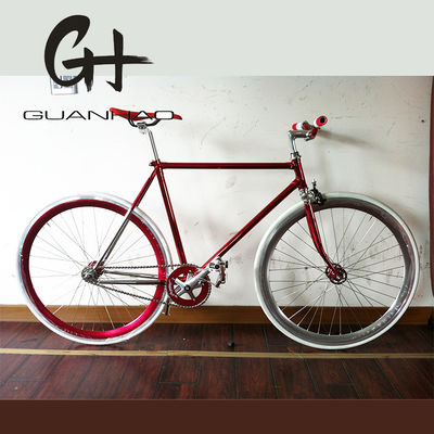 700C Cargado 4310 CR-MO Cuadro de acero tenedor Vintage de velocidad única de engranaje fijo Road Bar Bike