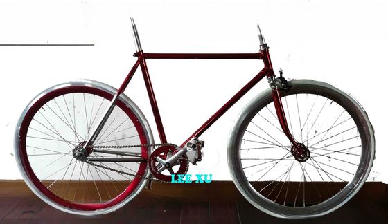 700C Cargado 4310 CR-MO Cuadro de acero tenedor Vintage de velocidad única de engranaje fijo Road Bar Bike