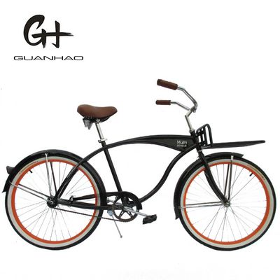 Bicicleta de montaña rusa de velocidad única para adultos con freno de playa, crucero de playa y neumático de pared blanco de 26 pulgadas