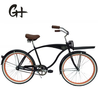 Bicicleta de montaña rusa de velocidad única para adultos con freno de playa, crucero de playa y neumático de pared blanco de 26 pulgadas