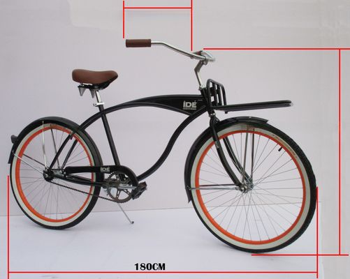 Bicicleta de montaña rusa de velocidad única para adultos con freno de playa, crucero de playa y neumático de pared blanco de 26 pulgadas