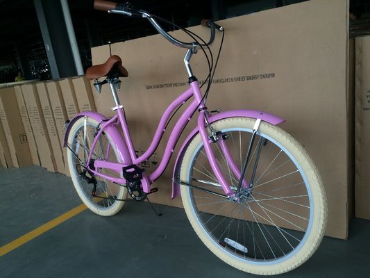 Ten Acero Marco 26 pulgadas Shimano 7 velocidades OEM Logotipo Mujeres Adultas Lady Beach Cruiser Bike
