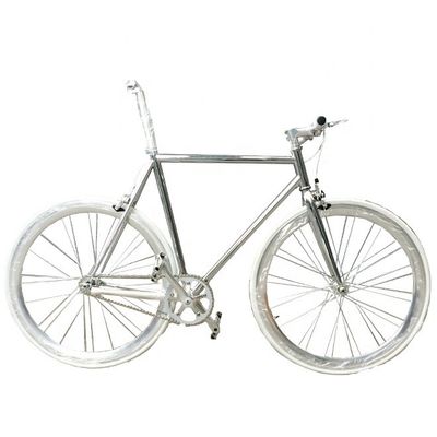 OEM 700C Sliver Paint Fijo Bicicleta de engranaje con CR-MO Borde de cromo anodizado Estándar JIS