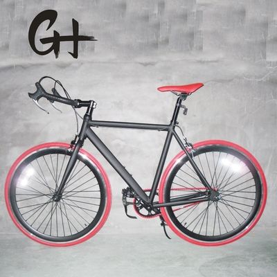 700C Full Matte Black OEM Cuadro de aluminio de bicicleta de carretera de velocidad única Peso bruto 13KG