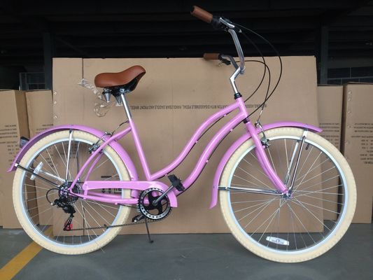 44T Crankset 26 * 2.125&quot; neumático de color OEM ODM Shimano 7 velocidades Lady Girl Beach Cruiser Bike