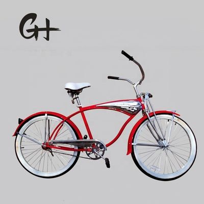 17 kg 26 pulgadas 68 Espinillos Rin Sliver color marco CP pintura cromada de velocidad única OEM / ODM hombres bicicletas de crucero de playa