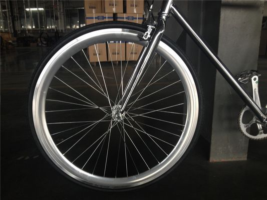 NO Bicicleta plegable 700C de color cromo de velocidad única para adultos de carreras