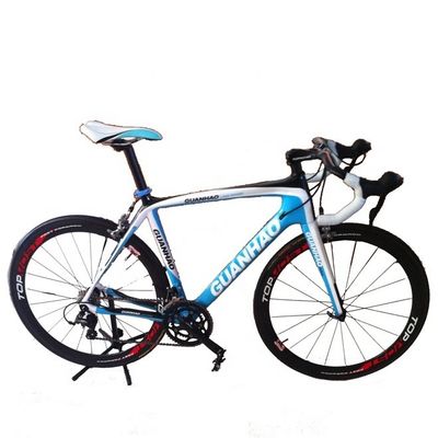 Construcción duradera 700C 18S Bicicleta de carreras de fibra de carbono completa con pedal ordinario