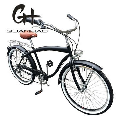 17 kg de peso ligero 26 pulgadas marco duro sin amortiguador trasero 7 velocidades hombres Beach Cruiser bicicletas