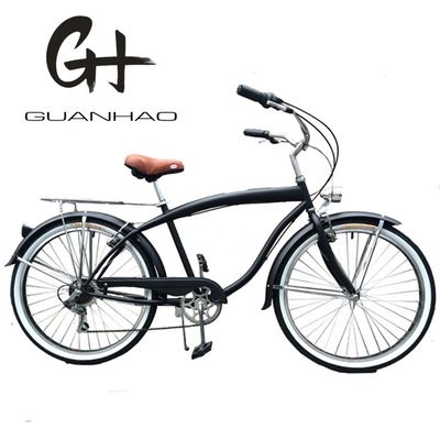 17 kg de peso ligero 26 pulgadas marco duro sin amortiguador trasero 7 velocidades hombres Beach Cruiser bicicletas