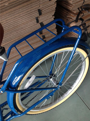 Color azul de velocidad única de 26 pulgadas Vintage Cruiser para hombres Bicicleta con freno V delantero
